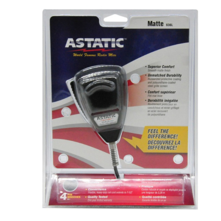 Astatic 636L RB (MATTE) Micrófono de CB dinámico 4 PIN