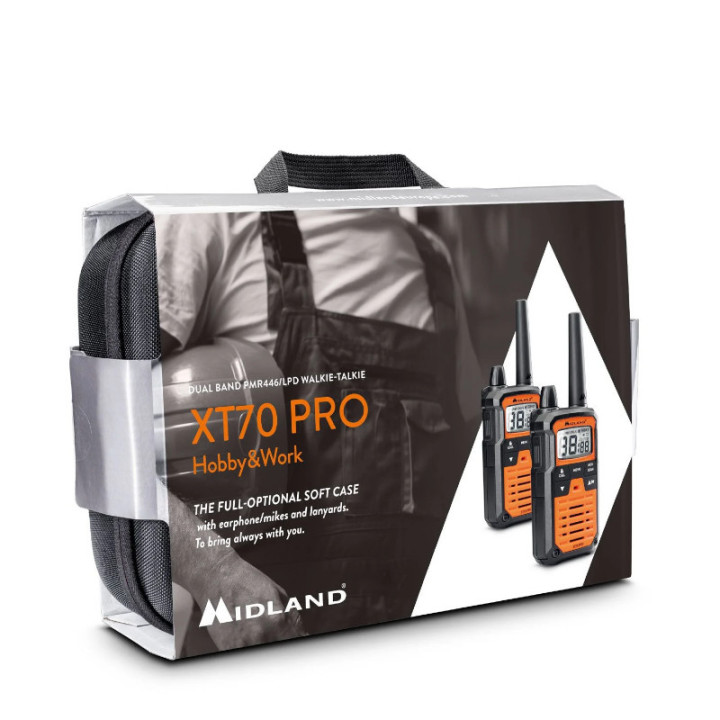 Midland XT70-PRO H&W Pareja Walkies PMR-446 con maletín