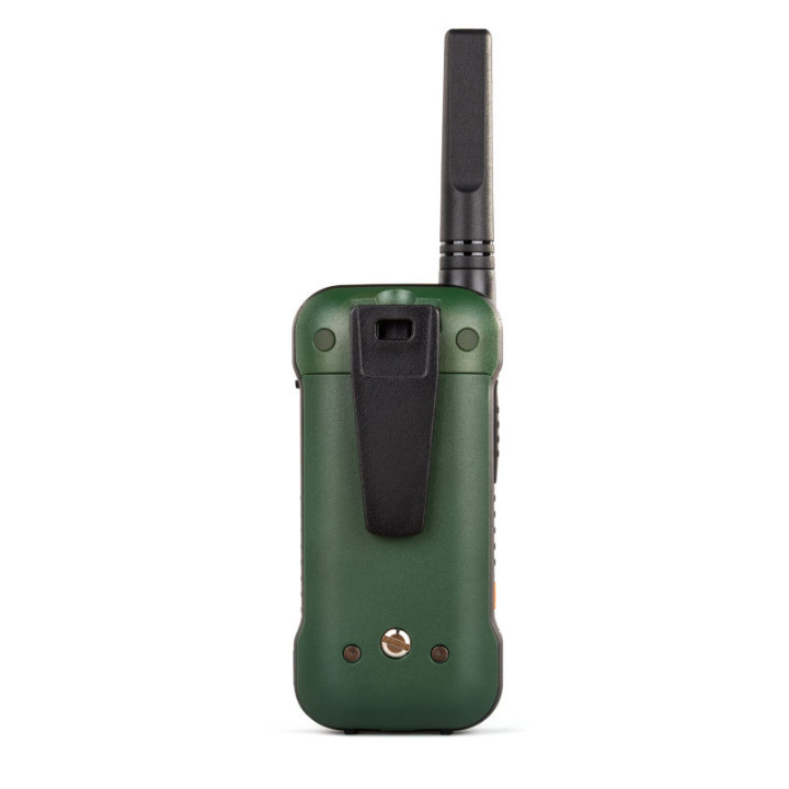 Dynascan F-15 Pareja Walkies verdes uso libre sumergibles con microauriculares