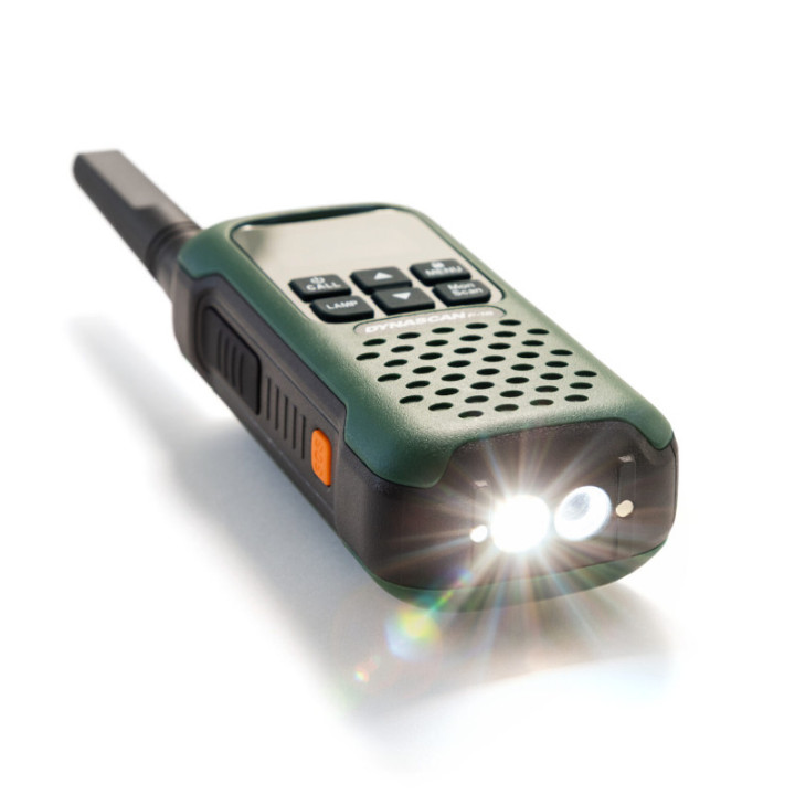 Dynascan F-15 Pareja Walkies verdes uso libre sumergibles con microauriculares