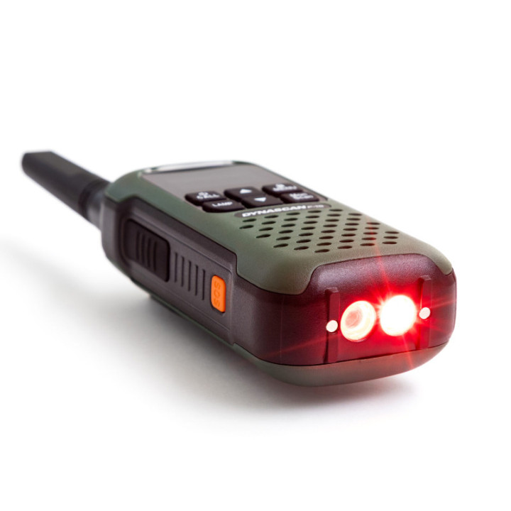 Dynascan F-15 Pareja Walkies verdes uso libre sumergibles con microauriculares