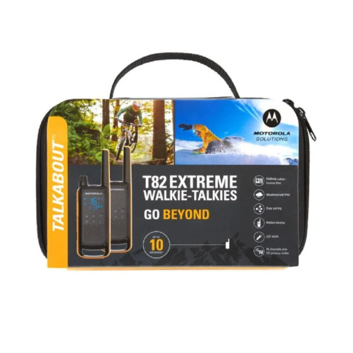 Motorola TALKABOUT T82 Extreme, pareja de Walkies PMR-446 con maletín