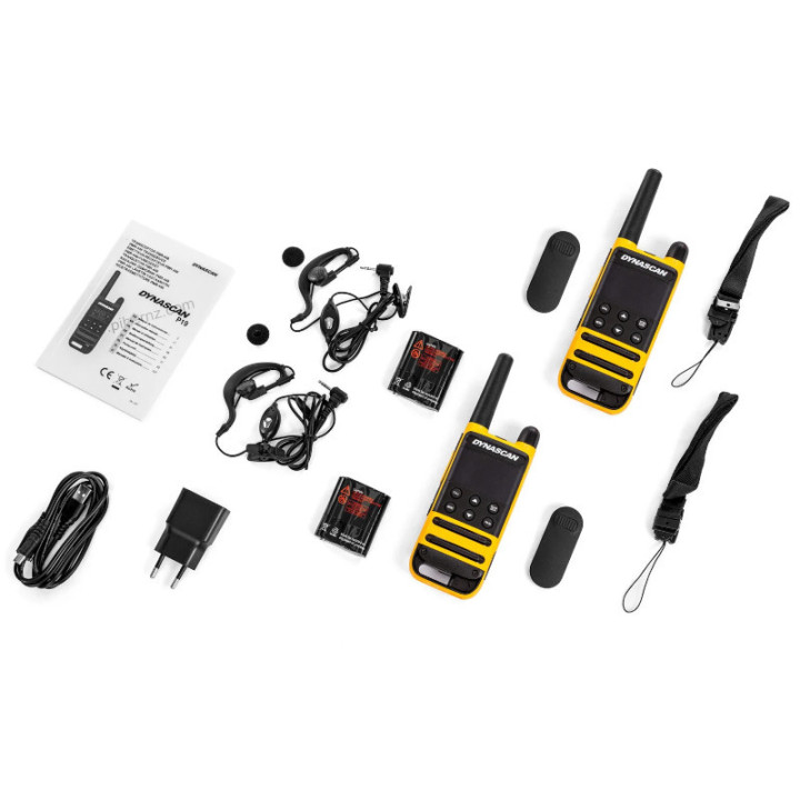 Dynascan P19 Pareja Walkies PMR-446 uso libre con estuche y auriculares